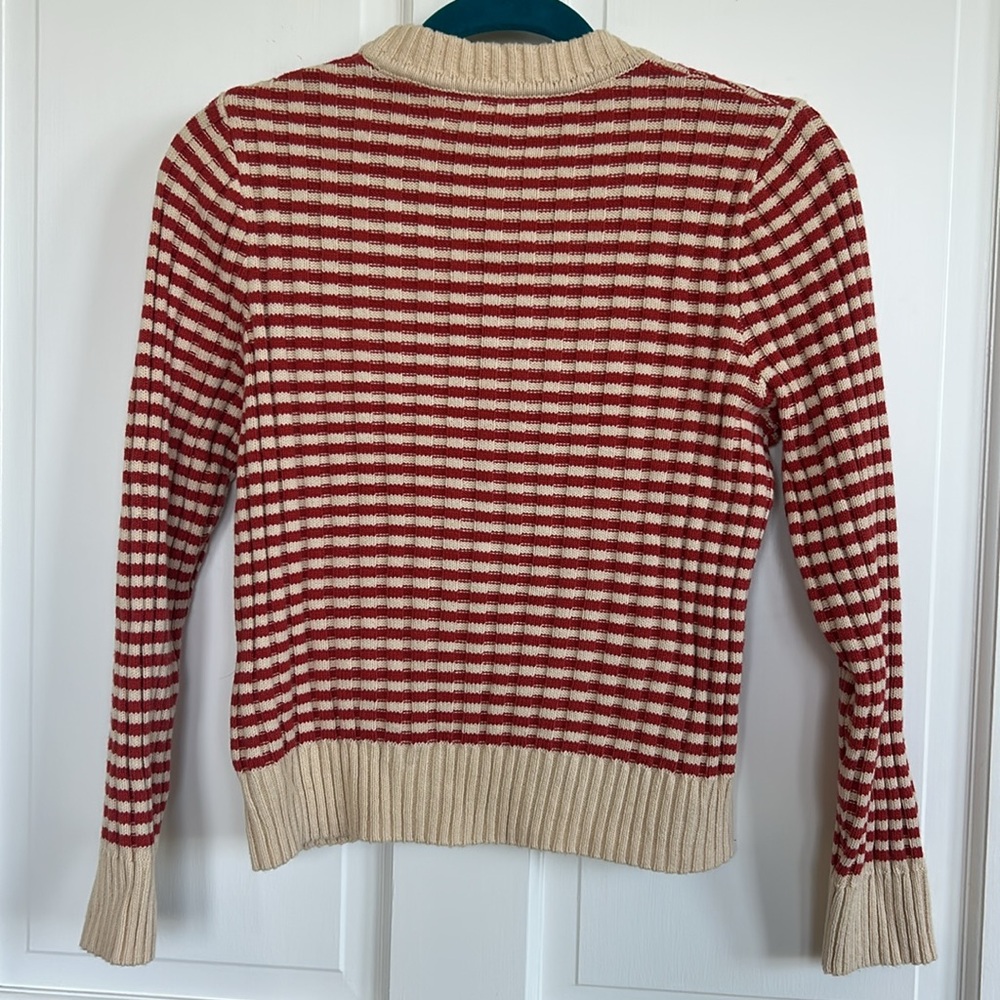 THE GREAT. Women's Cream and Red Crewneck Sweater Size Small - Picture 3 of 4
